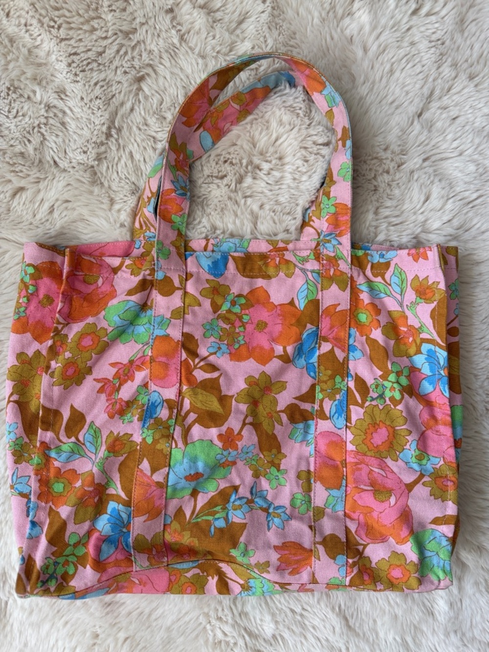Billabong Pink Floral Canvas Tote Bag - Picture 3 of 5